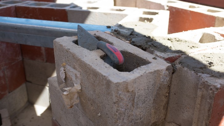 Laying Blocks & Core Filling the Pizza Oven Stand
